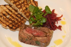 Ox tongue and wood pigeon terrine